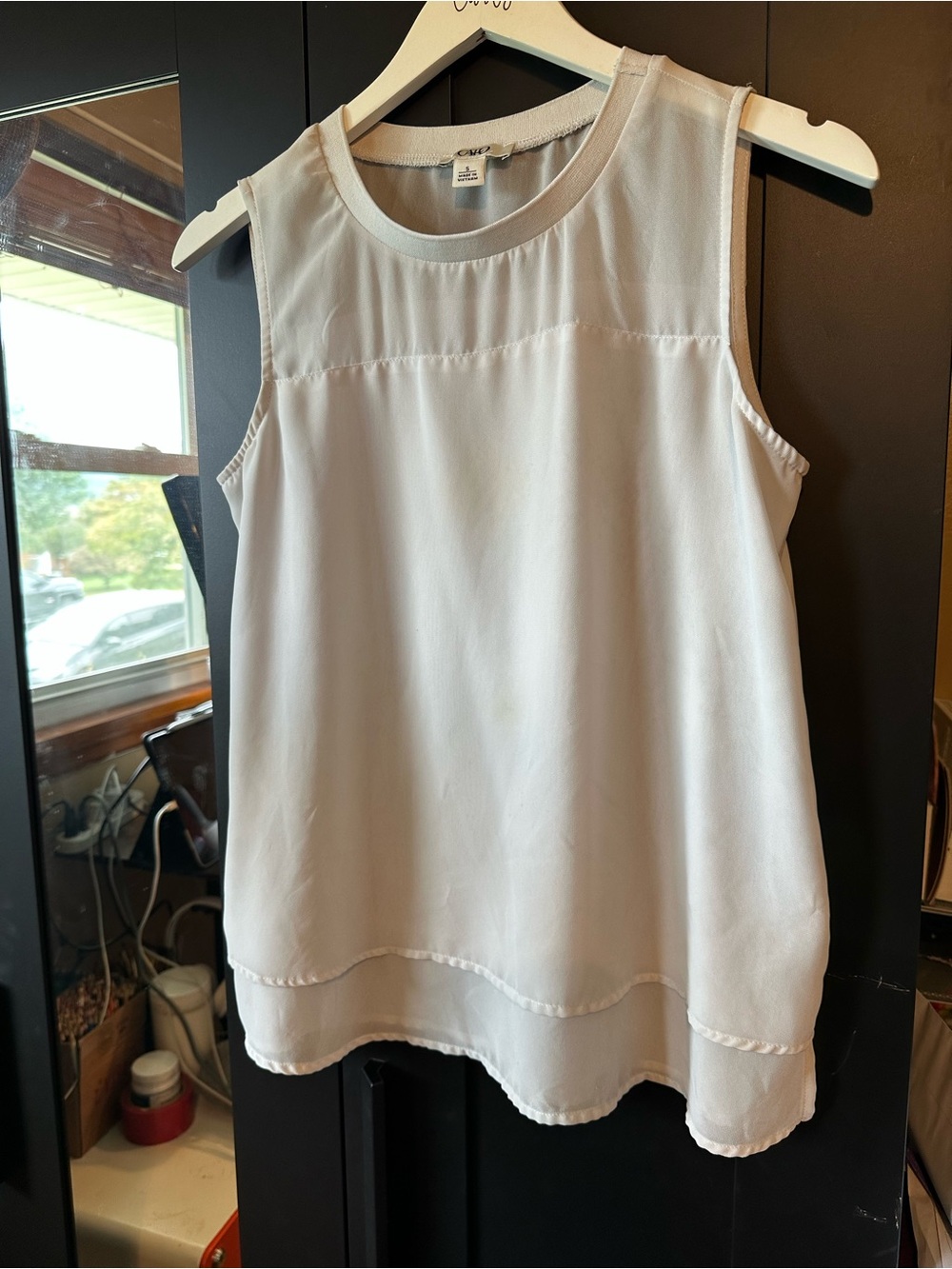 Cato White Sleeveless Chiffon Camisole Top